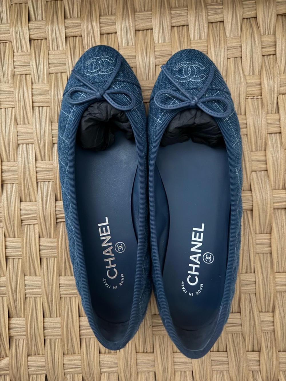 CHANEL Denim Ballet Flats
